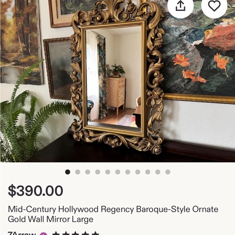 Vintage Homeco syroco gold ornate mirror
